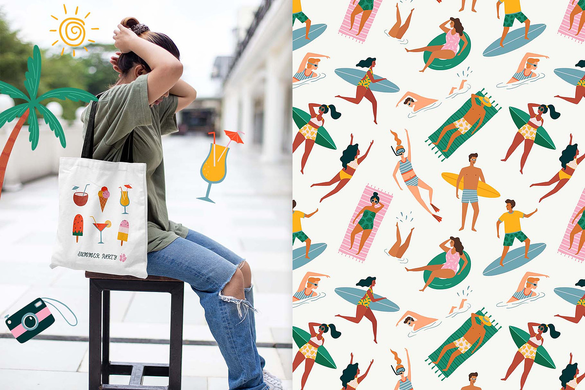 Summer Beach Clipart & Patterns Set, a Seasonal Illustration by Irina Ostapenko (Photo 6 of 10)