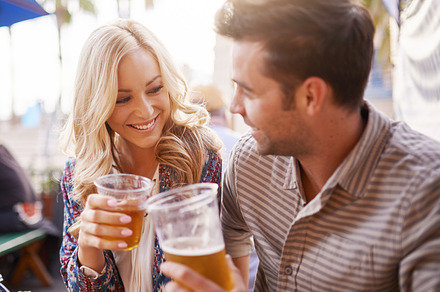couple out drinking beer, a Person Photo by RezArt
