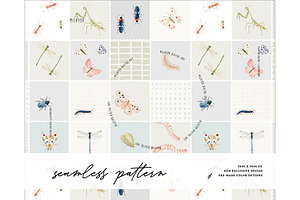 Creepy crawly bugs insects pattern
