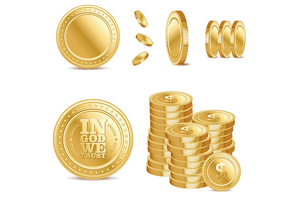 Gold Coins With Currency Symbol