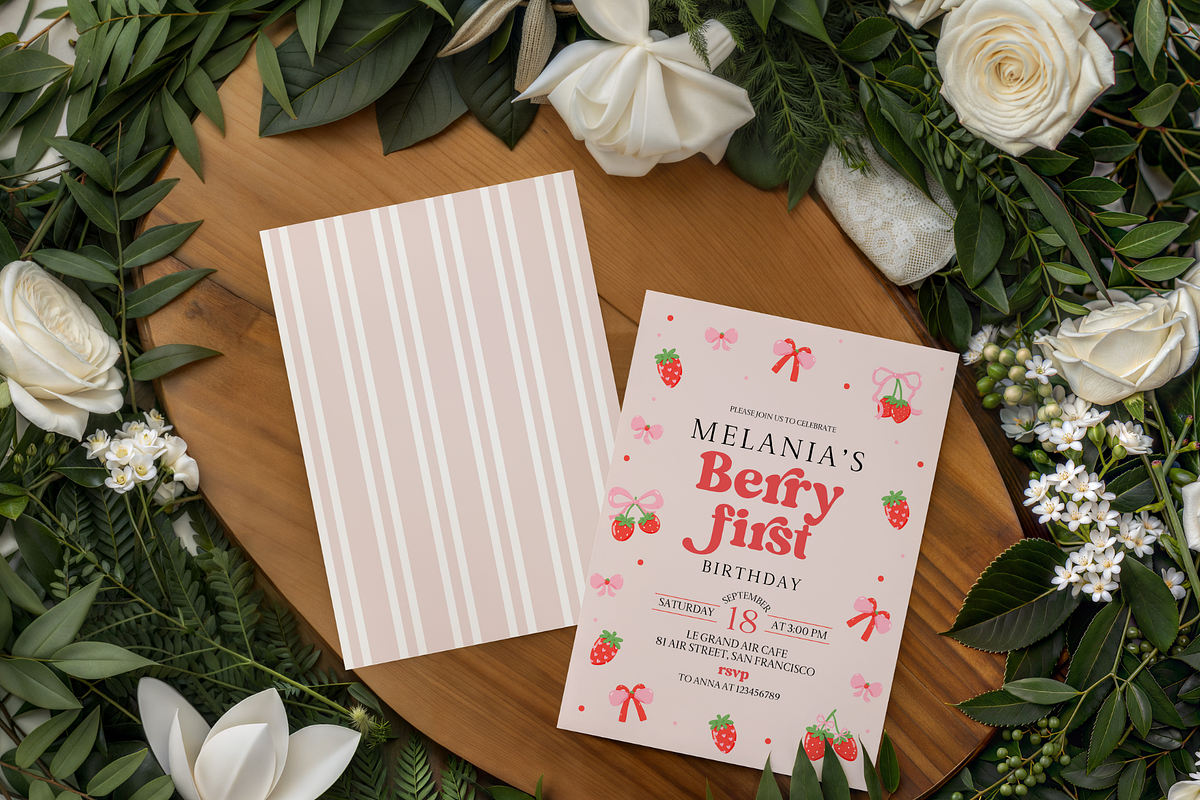 Strawberry 1st Birthday Mega Set, an Invitation Template by Digital_Mind (Photo 7 of 8)