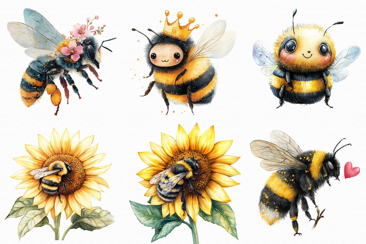 Whimsical Spring Bee Clipart, an Illustration by Libby Wishes (Photo 5 of 6)