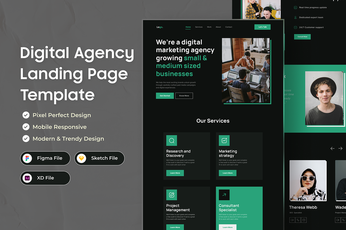Digital Agency Landing Page Design, a Landing Page Template by Akib Tanjil (Photo 1 of 3)