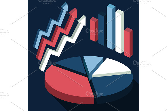 Colorful 3d pie chart graph flat preview 2