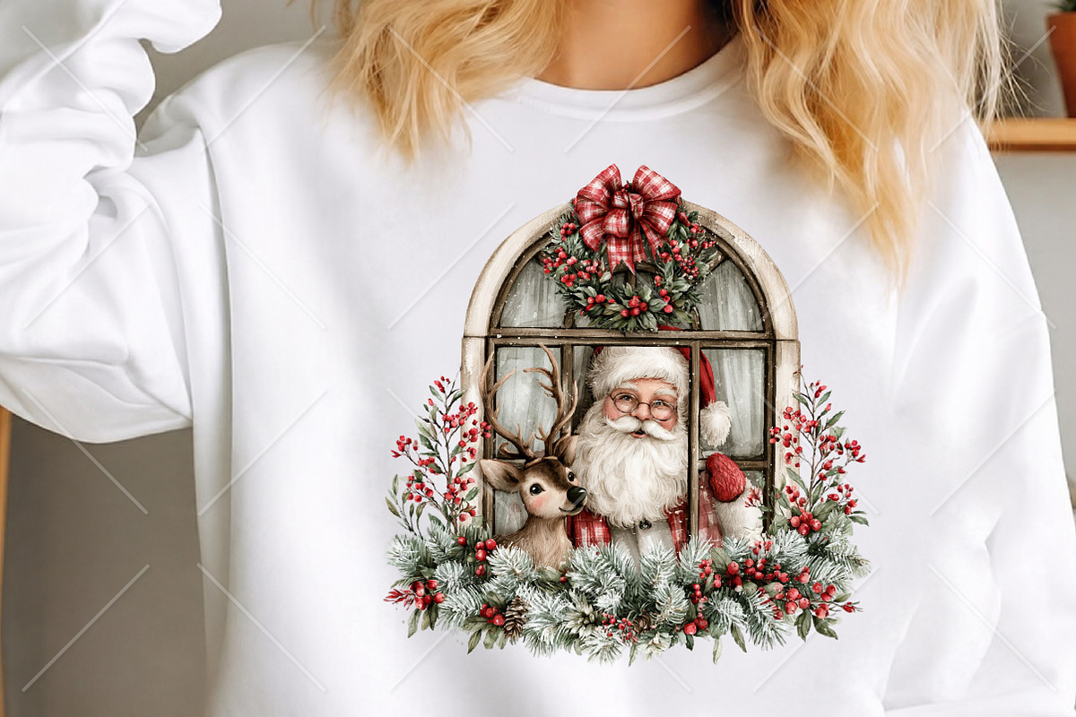 Peeking Santa Reindeer Christmas PNG, a Seasonal Illustration by Canvas Craft (Photo 5 of 10)