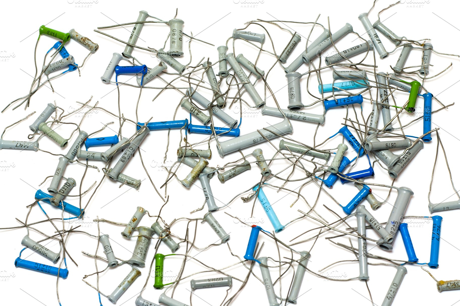 Old tube ceramic capacitors, a Technology Photo by Leonid Andronov