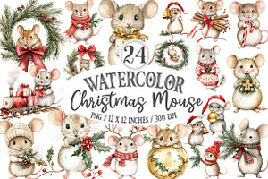 Whimsical Christmas Mouse Clipart