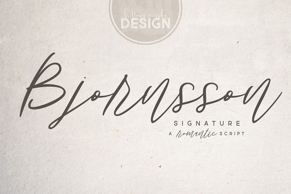 Bjornsson Signature, a Script Font by Brittney Murphy Design (Photo 1 of 3)