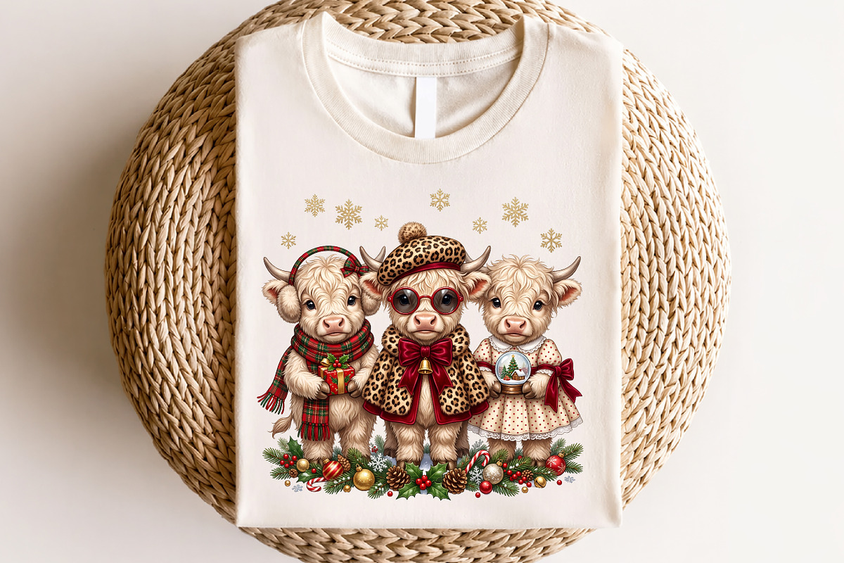Leopard Christmas Highland Cow PNG, a Seasonal Illustration by CraftArtStudio (Photo 4 of 4)
