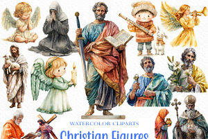 Watercolor Christian Figures Clipart, an Illustration by Craft Nest