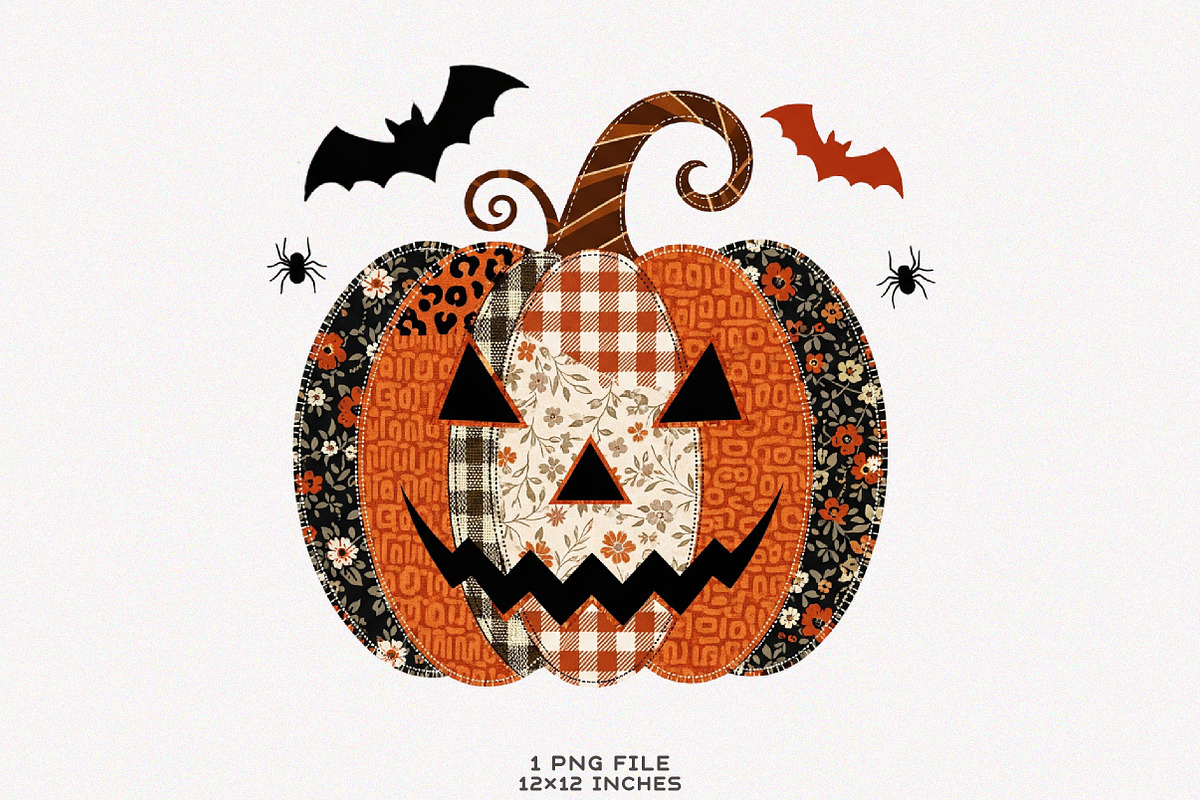 Patchwork Pumpkin Png Halloween Png, an Illustration by SinaCreation (Photo 1 of 7)