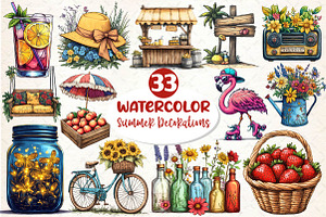 Summer Decorations Clipart, an Illustration by Dream Creation