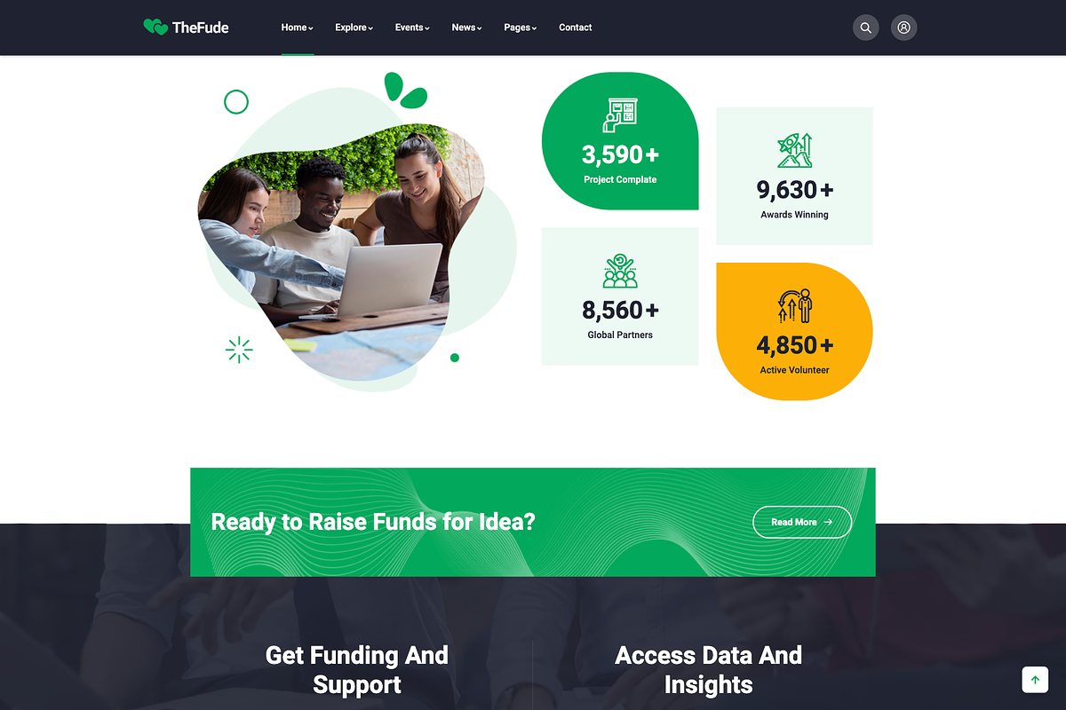 Crowdfunding & Charity WordPress, a WordPress Template by UInstrument (Photo 2 of 10)