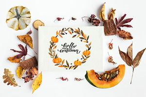 Autumn Watercolor Clipart Pumpkins