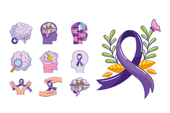 Epilepsy Awareness Illustration Set preview 4