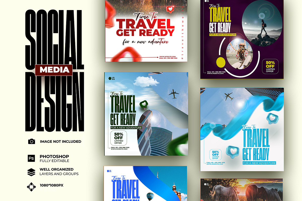 5 Social Media travel Templates, a Social Media Template by graphic bakers (Photo 10 of 10)