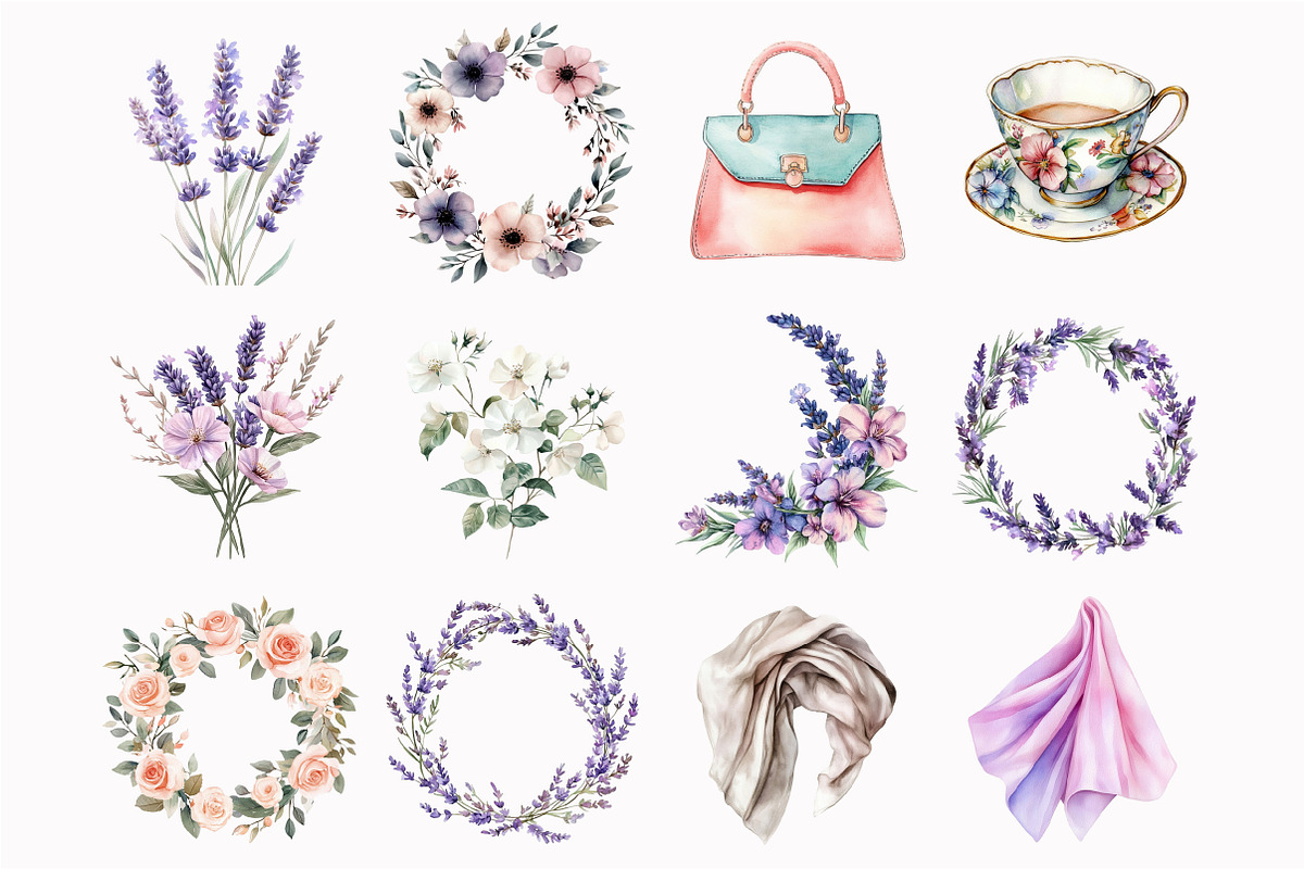 Watercolor Soft Spring Sunday Clipar, an Illustration by Design Market (Photo 2 of 5)