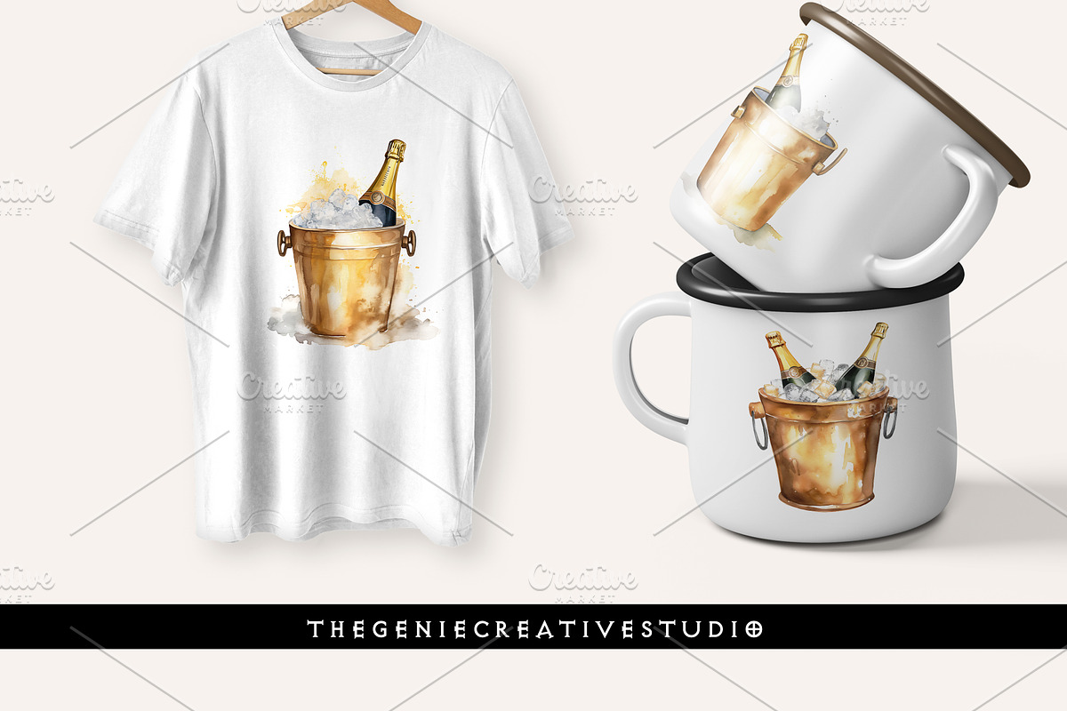 Golden Champagne Bucket PNG Clipart, an Object Illustration by Geniecreativestudio (Photo 7 of 9)
