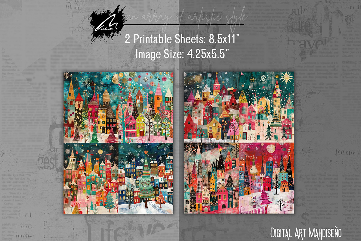 Twinkling Whimsy City, Christmas Kit, a Seasonal Illustration by Digital Art Mahdiseño (Photo 5 of 10)