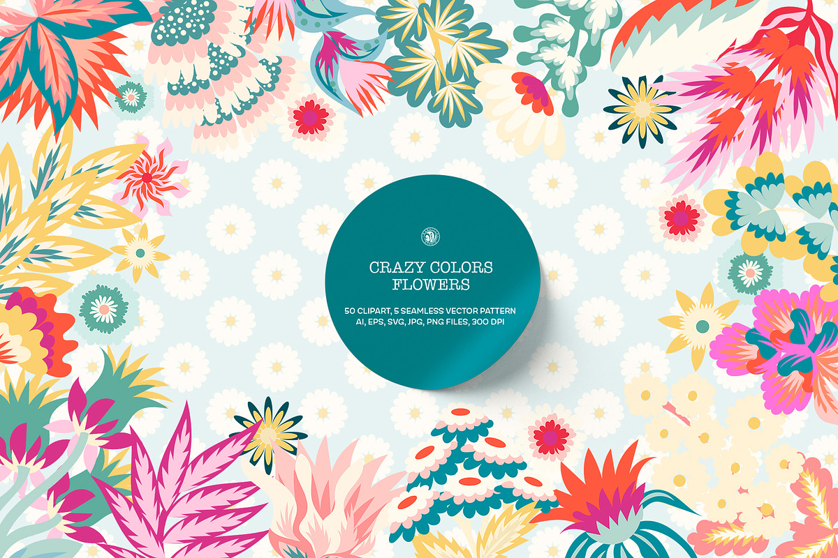 Crazy Colors Flowers, a Decorative Illustration by Bloomart Studio (Photo 1 of 8)