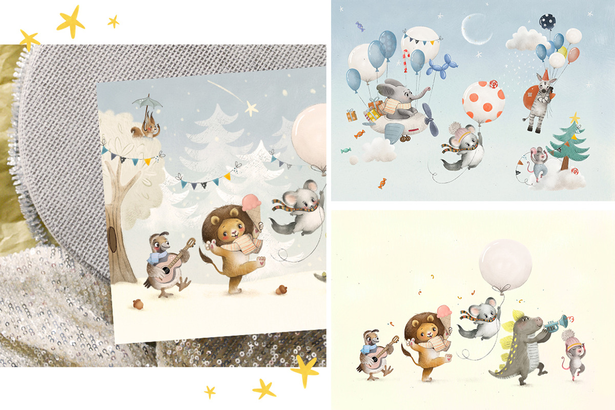 Cute Christmas Animals, an Animal Illustration by TanyaSchuka (Photo 3 of 15)