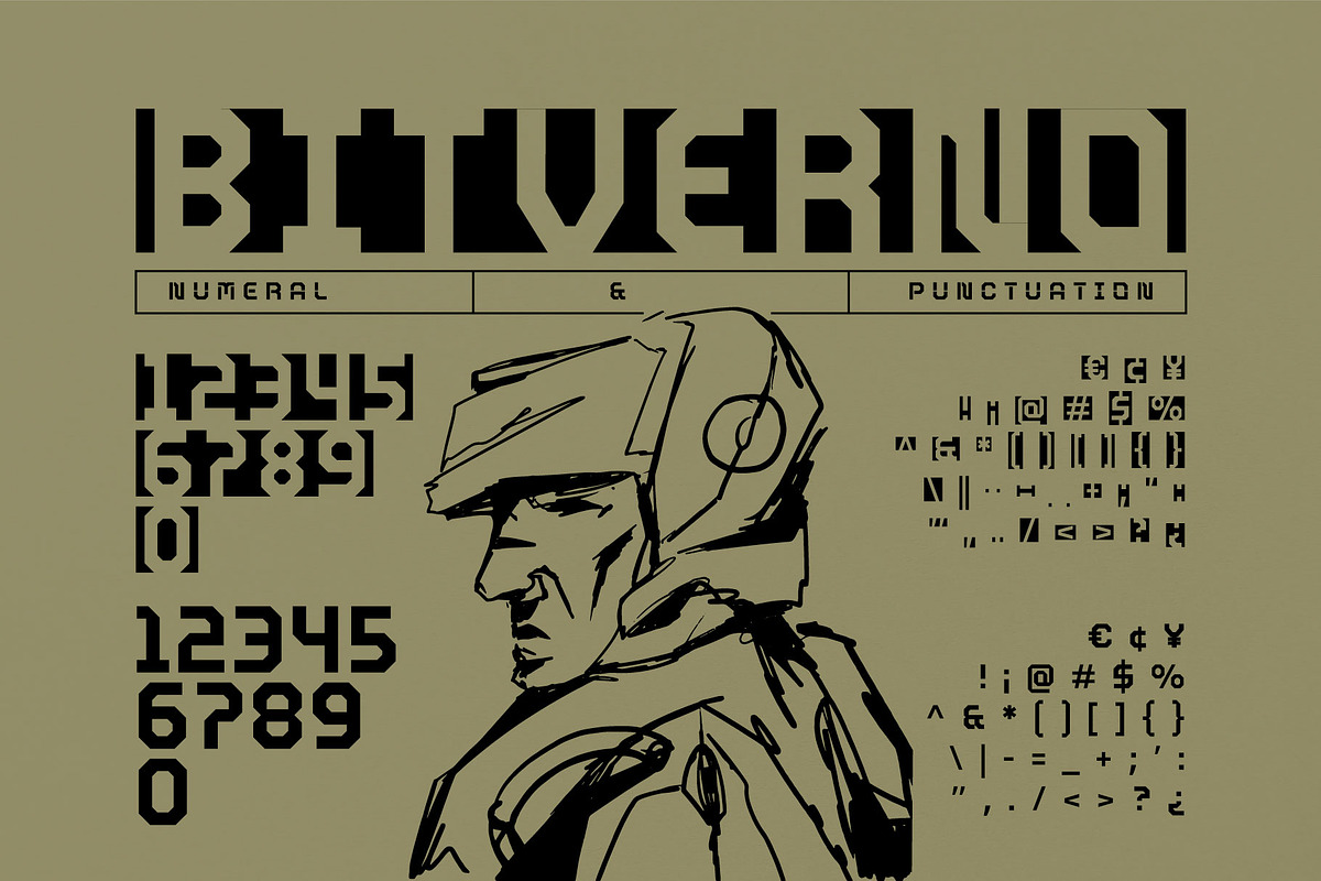 Bitverno - Experimental Sci-fi Font, a Sans Serif Font by Drizy (Photo 3 of 9)