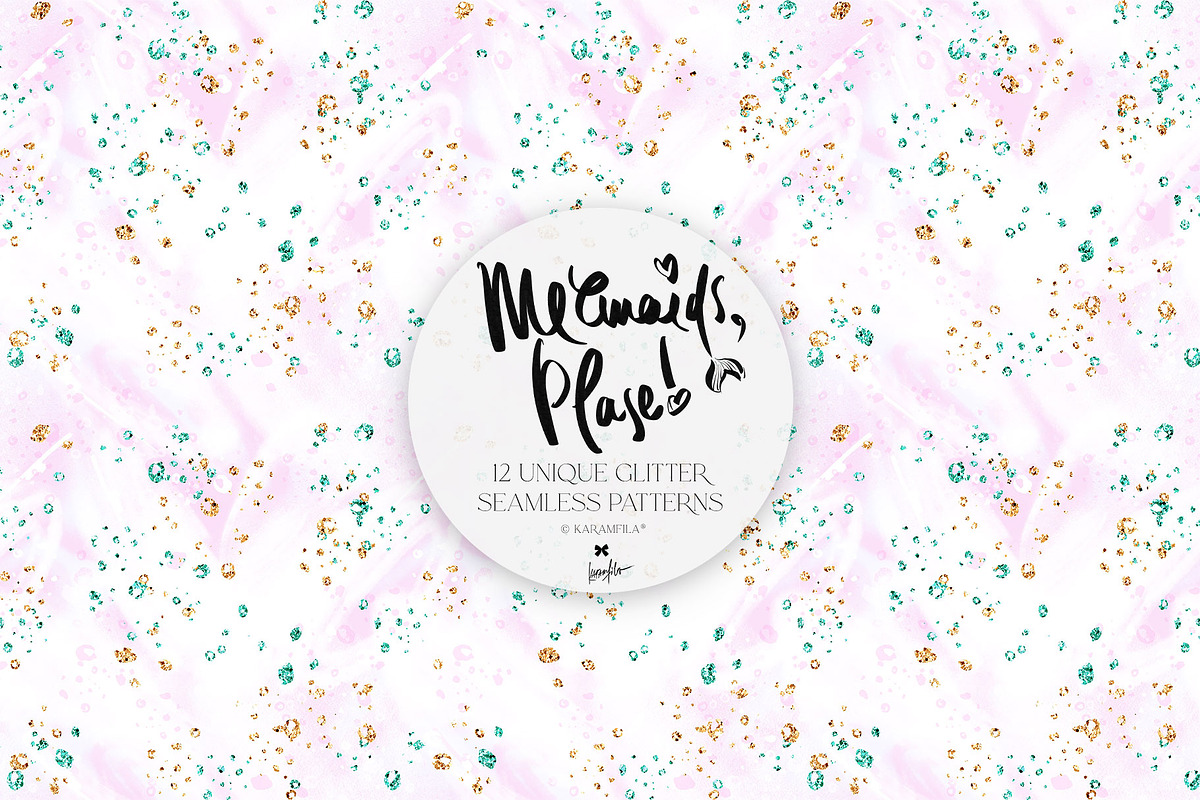 Mermaid Glitter Seamless Patterns, a Texture Graphic by KaramfilaS (Photo 7 of 15)