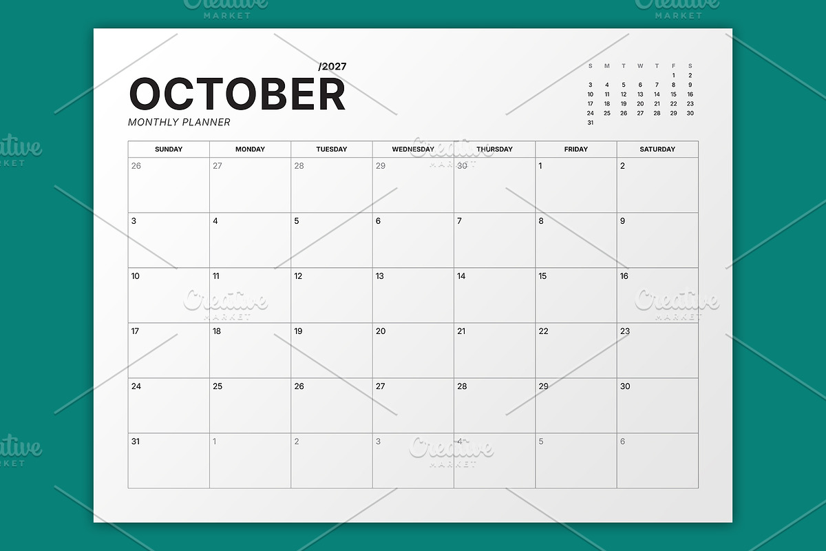 2027 Monthly Planner (MP049-27-L), a Stationery Template by mikhailmorosin (Photo 2 of 7)