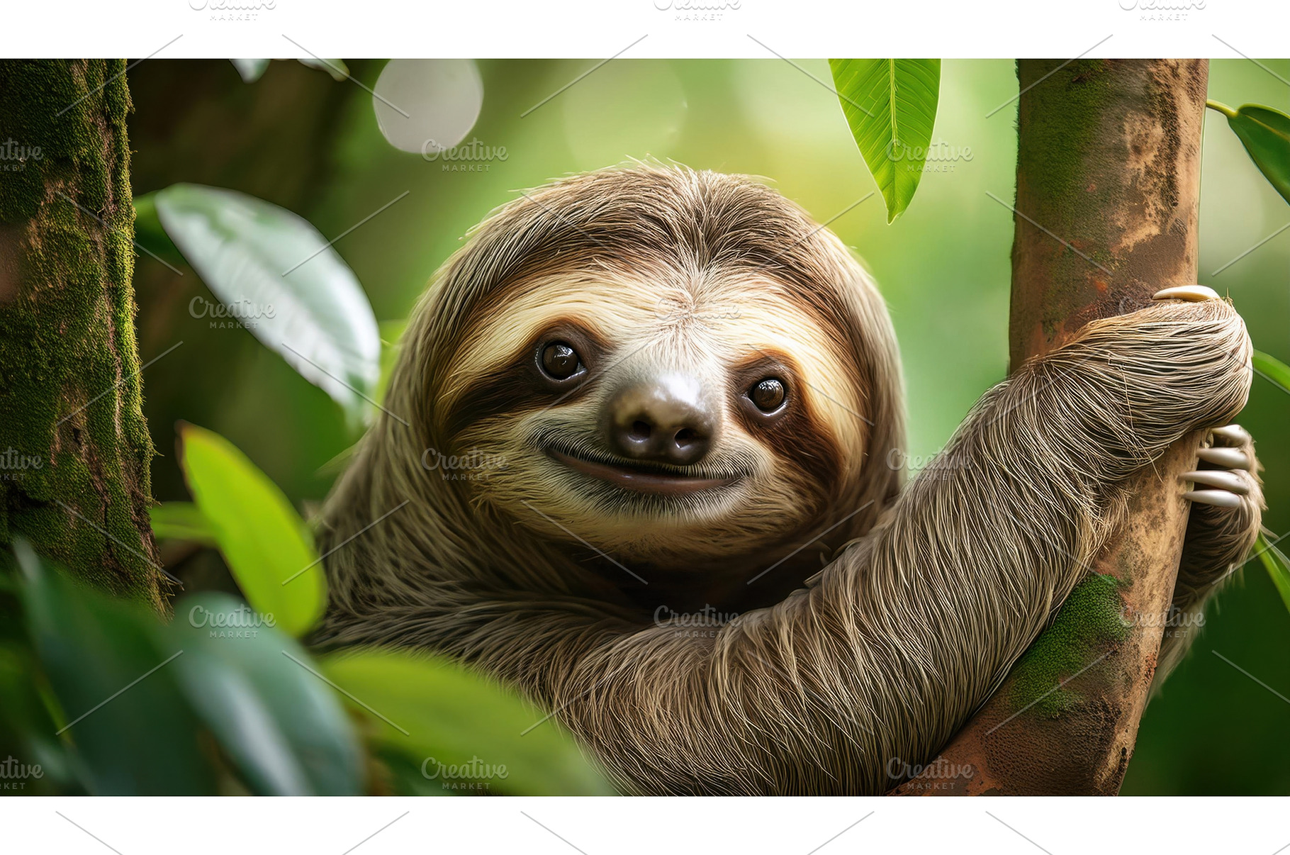 A cute sloth clinging to a tree in a, an Animal Photo by Igor Tichonow