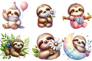 Sloth Watercolor Animal Clipart, an Illustration by Watercolor design (Thumbnail 3 of 4)