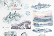 Winter Story Watercolor Clipart, an Animal Illustration by BalanceUA (Thumbnail 12 of 13)