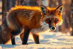 Winter Fox Glow | Stock Photo, an Animal Photo by Aura Canyon HQ