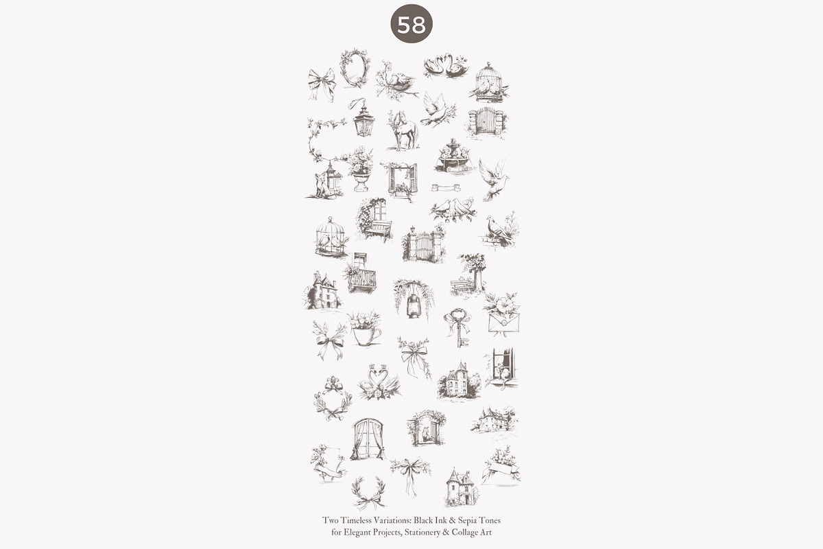 vintage clipart french chateau set, a Decorative Illustration by Patishop Art (Photo 10 of 10)
