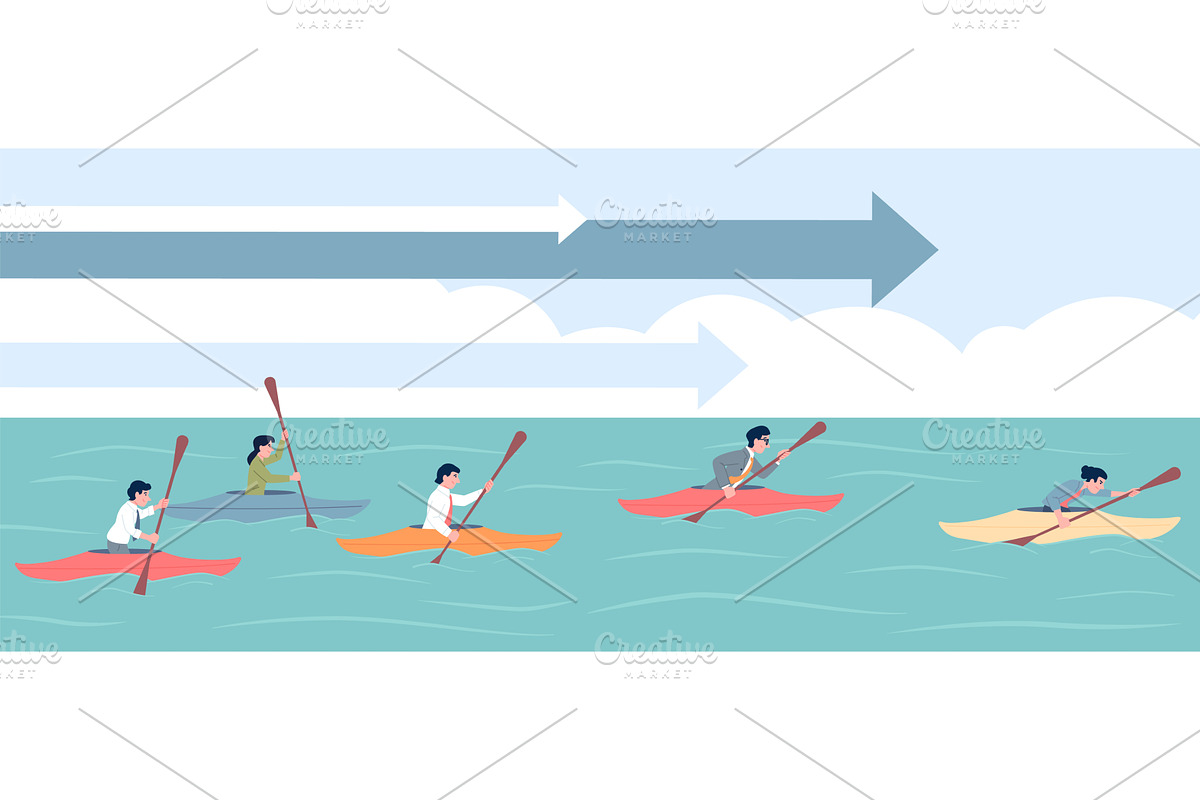Business kayaking. Business people, a Person Illustration by LadadikArt