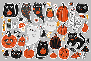 Set of Halloween cats