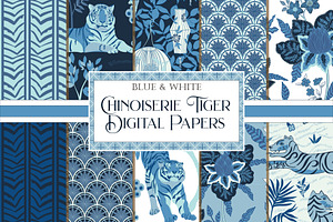 Chinoiserie Tiger Patterns - Blue