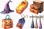 Watercolor Halloween Shop Clipart, an Illustration by Canvas Craft (Thumbnail 7 of 8)