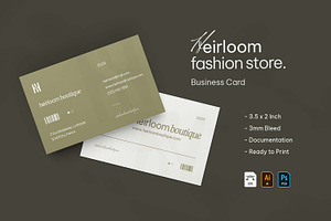 Heirloom Fashion Store Business Card, a Business Card Template by VUNIRA