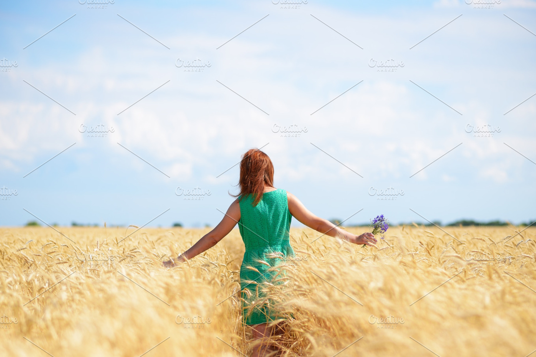 Woman walking on field