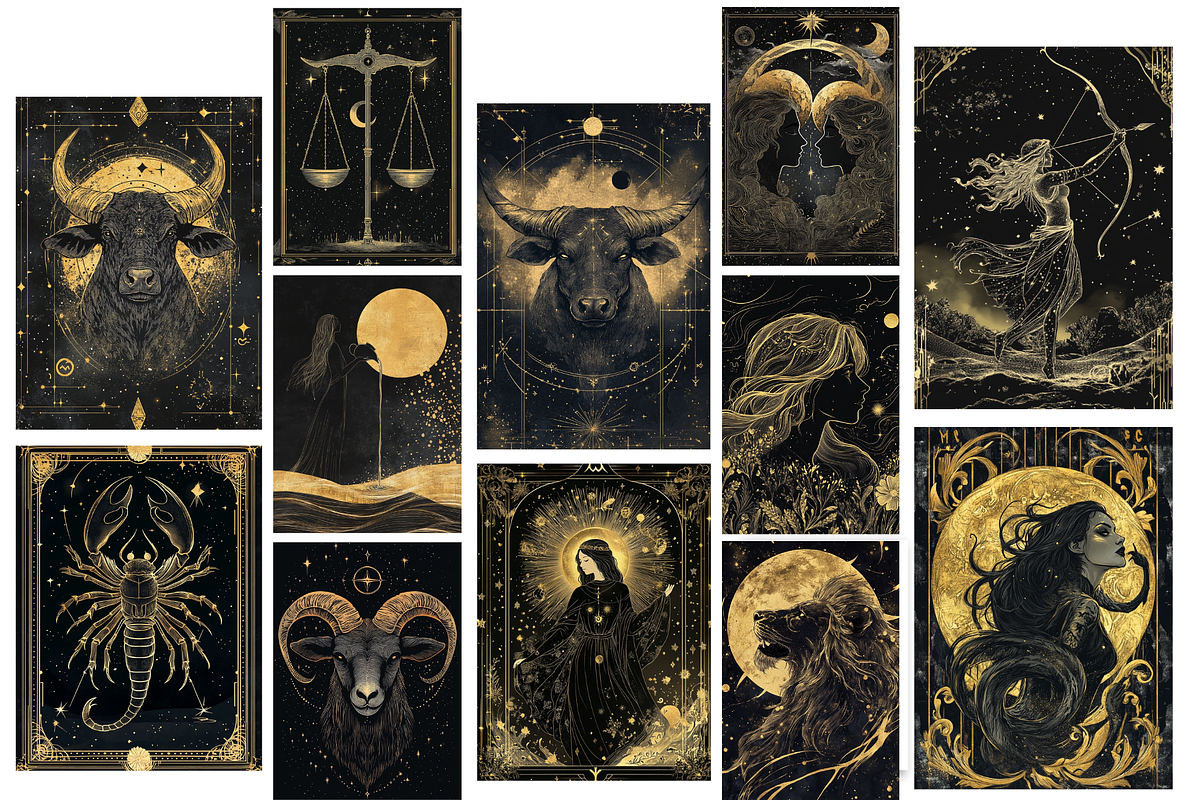 GoldenSky Zodiac Star Sign Posters, a Background Graphic by NadiaTheronArt (Photo 3 of 5)