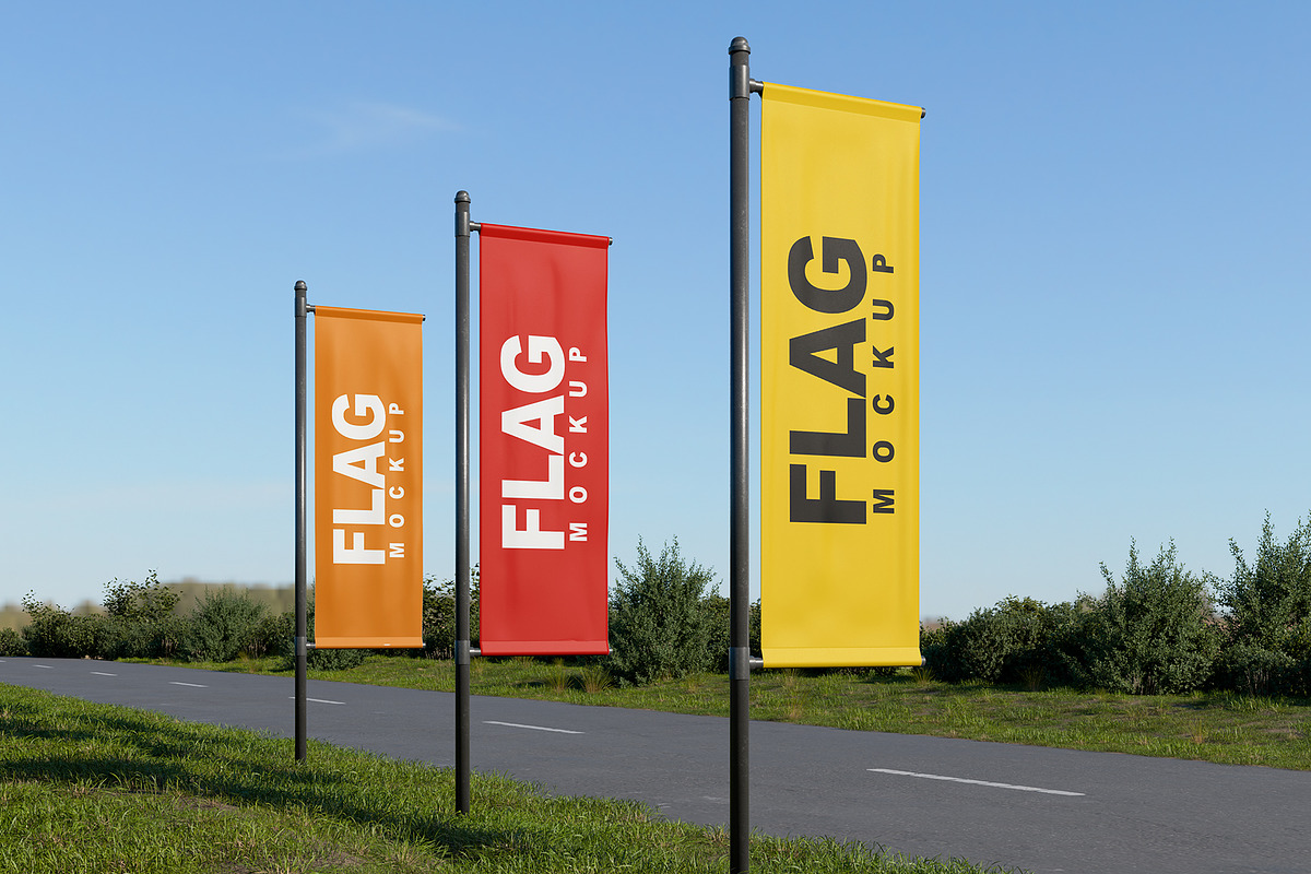 Standing Flag Mockup, an Advertising Mockup by mockupbuys (Photo 3 of 5)
