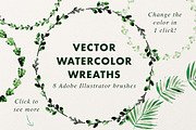 Vector Watercolor Wreaths (brushes), an Object Graphic by Heartmade by Claudia (Thumbnail 1 of 3)
