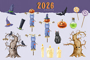 Halloween Watercolor Clipart, a Seasonal Illustration by AnitaPol (Thumbnail 10 of 20)