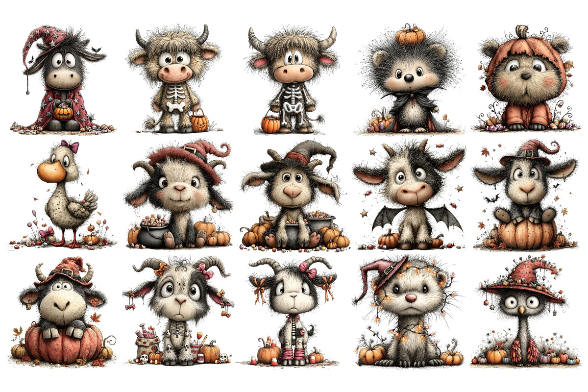 Whimsical Halloween Animals PNG, a Seasonal Illustration by Nicolle's Colorful Art (Photo 4 of 6)