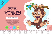 Joyful Cartoon Monkey. Tshirt, an Animal Illustration by KENO Mascots (Thumbnail 1 of 3)