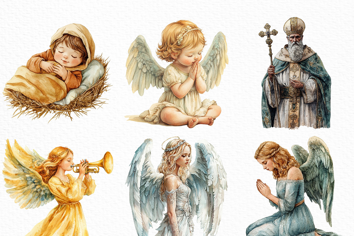 Watercolor Christian Figures Clipart, an Illustration by Craft Nest (Photo 2 of 6)