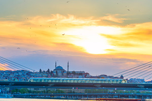 Istanbul city sunset panorama, an Architecture Photo by Vapi