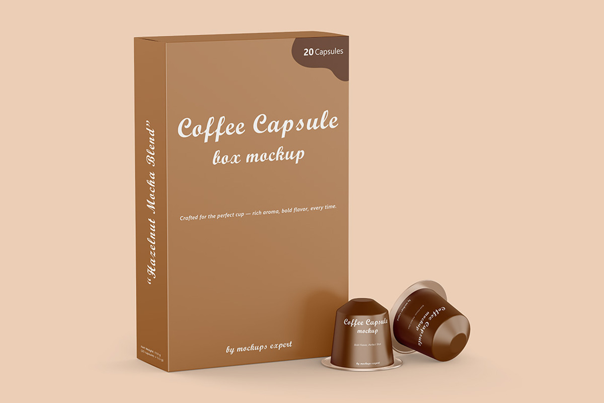 Coffee Capsule with Box Mockups, a Packaging Mockup by Mockups Expert (Photo 2 of 5)