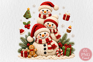 Crochet Snowman Family PNG