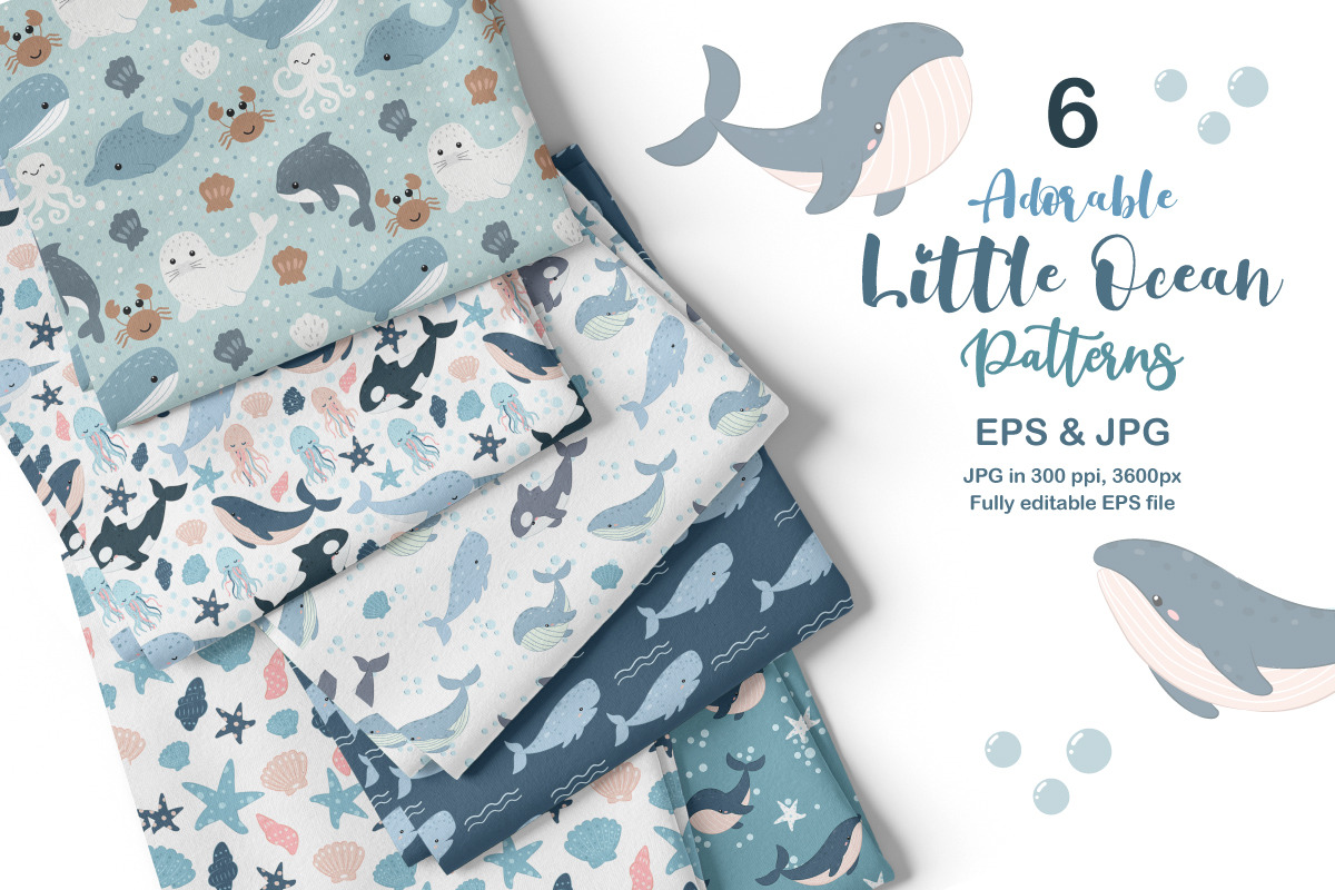 Little Ocean Seamless Patterns Set, a Pattern Graphic by DrawStudio1988 (Photo 7 of 9)